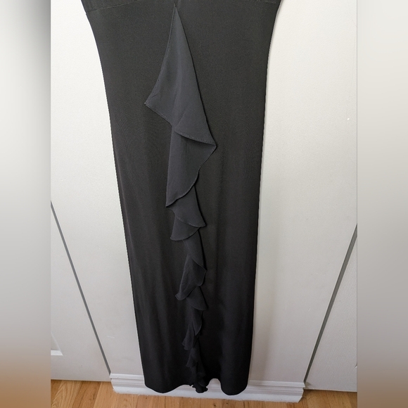 VINTAGE 90-00 JUMP Festive Maxi Women Dress Size 5-6 Black Stretch Made In USA - Picture 9 of 16